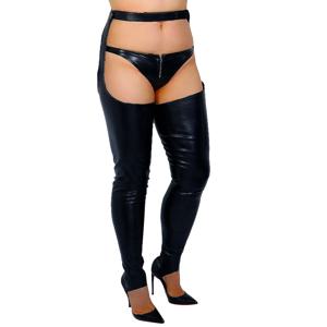 두웨이 여성용 블랙 스타킹 벨트 포함 인조 가죽 블랙 허벅지까지 오는 부츠 양말 스타킹 서스펜더 발목 없는 롱 레그 워머