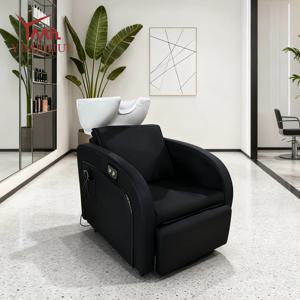 헤어 살롱 백워시 세척 의자 마사지 샴푸 볼 침대 의자 전동 다리 받침대 포함