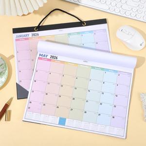 2026 월간 벽걸이 달력 레인보우 디자인 투명 커버 대형 플래너(2026년 1월-12월) 학생용 홈 조직