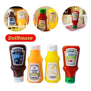 4Pcs 인형 집 미니어처 딸기 소스 잼 항아리 주방 음식 액세서리 인형 집 장식 어린이 장난감 선물