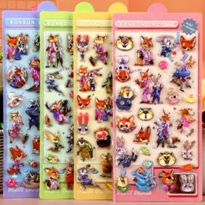 1/4개 만화 주토피아 3D 입체 스티커 귀여운 주디 닉 애니메이션 버블 데칼 노트북 전화기 여행가방 다이어리 스티커 장난감