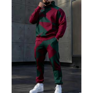 새로운 카모플라주 레트로 후드티 바지 세트 패셔너블한 3D 프린트 스타일 캐주얼웨어 폴리에스터 긴팔 상의 긴바지 세트 의류