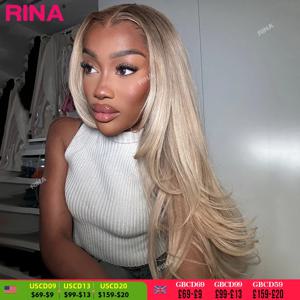 다크 브라운 루트 애쉬 블론드 스트레이트 레이스 정면 인모 가발, 투명 레이스 180 밀도 옴브레 블론드 5x5 레이스 클로저, 13X4 13x6