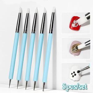 5Pcs 실리콘 클레이 조각 도구 브러시 모델링 도트 네일 아트 도자기 클레이 도구 DIY 조각 조각 도구 소프트 헤드