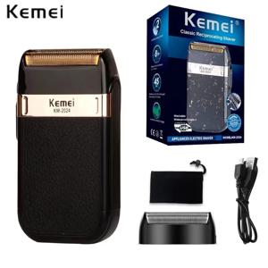 Kemei KM-2024 전기 면도기 전문 USB 충전식 남성용 전기 면도기 가죽 쉘 방수 수염 트리머 면도기