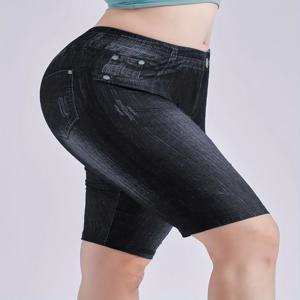 여성용 블랙 모조 데님 반바지, 슬림핏 레깅스, 캐주얼 여성 레깅스, 편안한 스트레치 팬츠