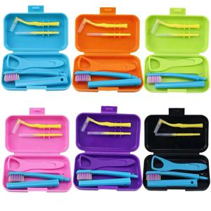 치아 청소 관리 키트 교정용 구강 관리 브러시 혀 클리너 치간 브러시 여행용 세트 휴대용 청결 위생 케이스