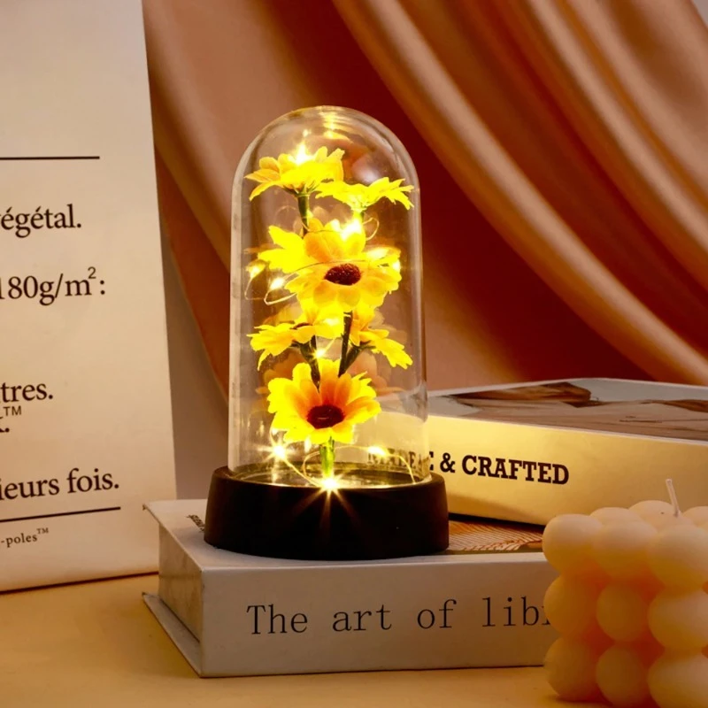 졸업 시즌 선물 작은 해바라기 플라스틱 세트 어머니의 날 아내에게 보내기 어머니에게 발렌타인데이 영원한 꽃 선물 생일