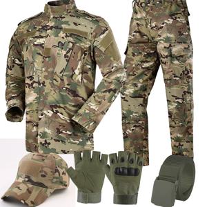 18 야외 Milita 유니폼 전술 마모 방지 양복 사파리 남자 특수 부대 코트 바지 낚시 위장 사냥 의류