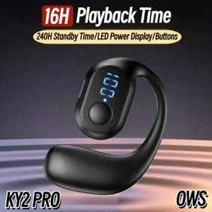 KY2 PRO 무선 이어폰 공기 전도 OWS 헤드폰 HiFi 이어훅 음악 스포츠 모든 스마트폰용 소음 제거 헤드셋