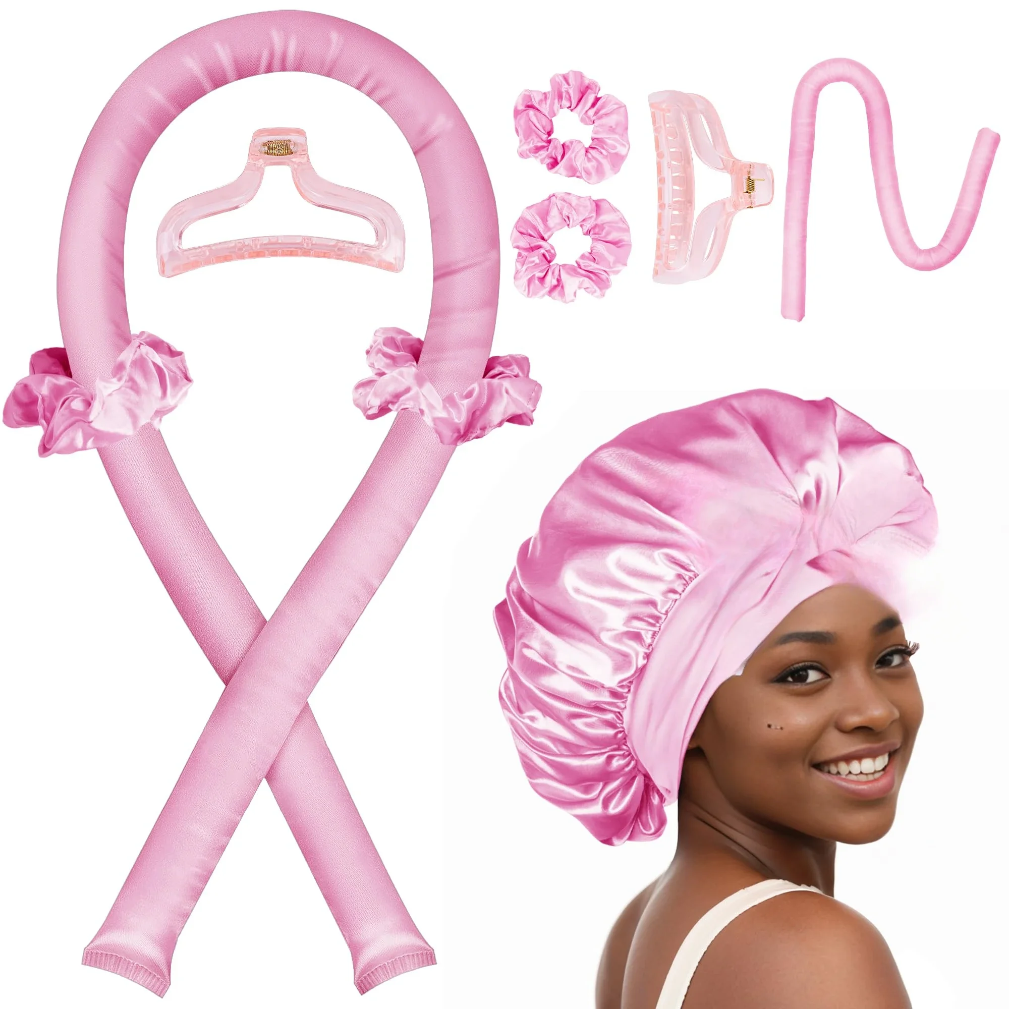 무열 컬링로드 나이트 캡 열 없음 리본 게으른 헤어 컬러 머리띠 헤어 롤러 슬리핑 소프트 머리띠 헤어 스타일링 도구