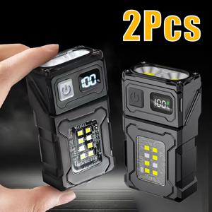 2/1Pcs 휴대용 손전등 캠핑 하이킹에 대 한 COB 비상 조명과 슈퍼 밝은 미니 USB 충전식 LED 꼬리 MagnetTorch