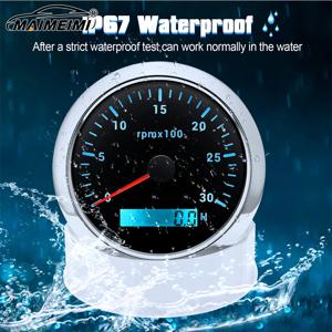 3000 4000 6000 8000rpm 타코미터 85mm 디지털 RPM 게이지 7색 백라이트 LCD 시간계 자동차 해양 보트 요트 RV용