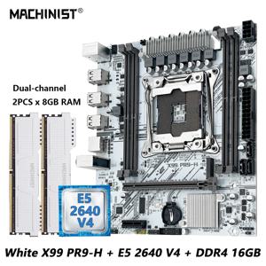 마키니스트 화이트 X99 마더보드 키트 세트 옵션 Xeon E5 2640 V4 LGA 2011-3 CPU DDR4 2*8G=16GB RAM NVME/SATA M.2 PR9-H 콤보