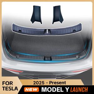 테슬라 모델 Y 주니퍼 출시 액세서리 2025 트렁크 매트 스레딩 실 커버 패드 플레이트용 리어 트렁크 범퍼 보호 가드