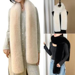 세련된 180cm 인조 모피 롱 스카프 부드러운 플러시 두꺼운 겨울 푹신한 스카프 모피 장식 여성용 넥 워머 스카프 야외용