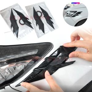 2PCS 자동 헤드 라이트 눈썹 범용 자동차 램프 커버 스티커 자동차 바디에 대 한 자기 접착 스트립 데 칼 장식