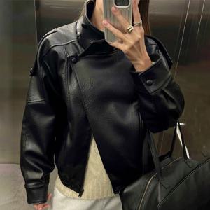 2026 가을 겨울 신상 고품질 패션 블랙 여성 인조 가죽 재킷 코트 캐주얼 루즈 포켓 바이커 아우터웨어 여성용