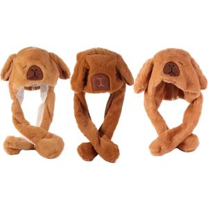 창의적인 카피바라 점핑업 모자 플러시 동물 귀 움직이는 모자 따뜻하고 부드러운 플러시 모자 장난감 어린이 및 성인용