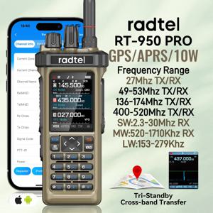 Radtel RT-950 Pro 샌드 컬러 워키토키 GPS APRS 10W 블루투스 전화 프로그래밍 햄 라디오 RT-950PRO SSB CW AM FM 라디오