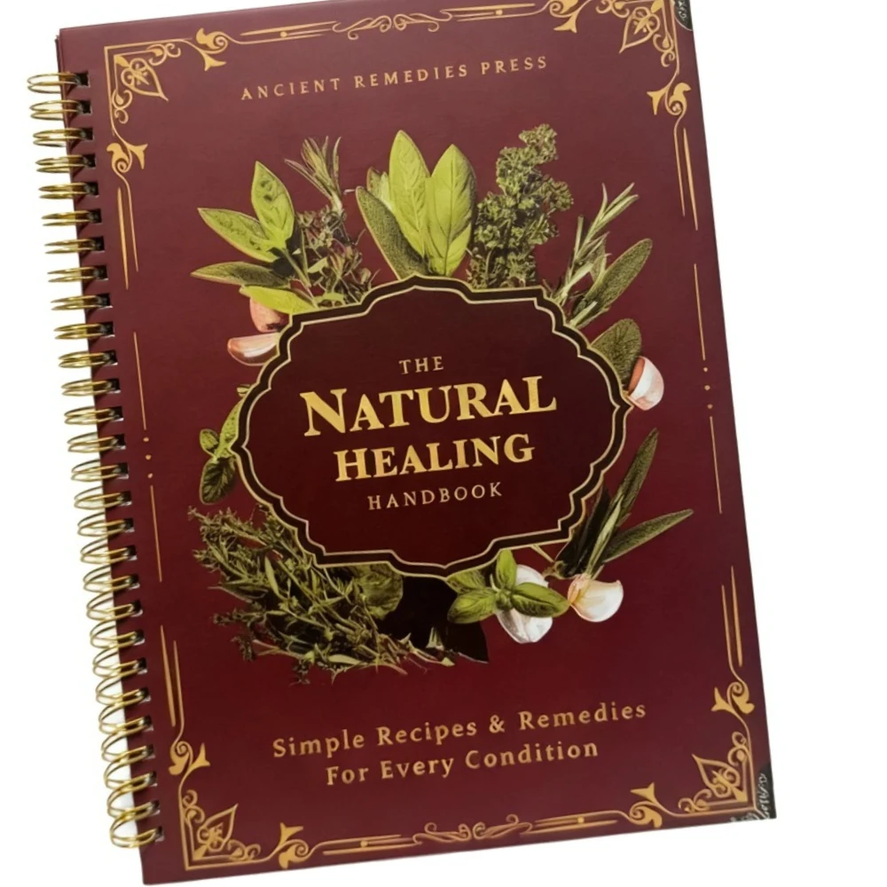 자연 치유 핸드북 나선형 제본 가이드, 심장 건강을 위한 허브 요법 및 레시피, 혈당 집중력 향상 25x17.6cm