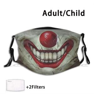 광대 얼굴 마스크 성인 어린이 세척 가능 Pm2.5 필터 로고 창의력 광대 악마 광대 나쁜 광대 무서운 광대 나쁜, 어릿 광대 악마