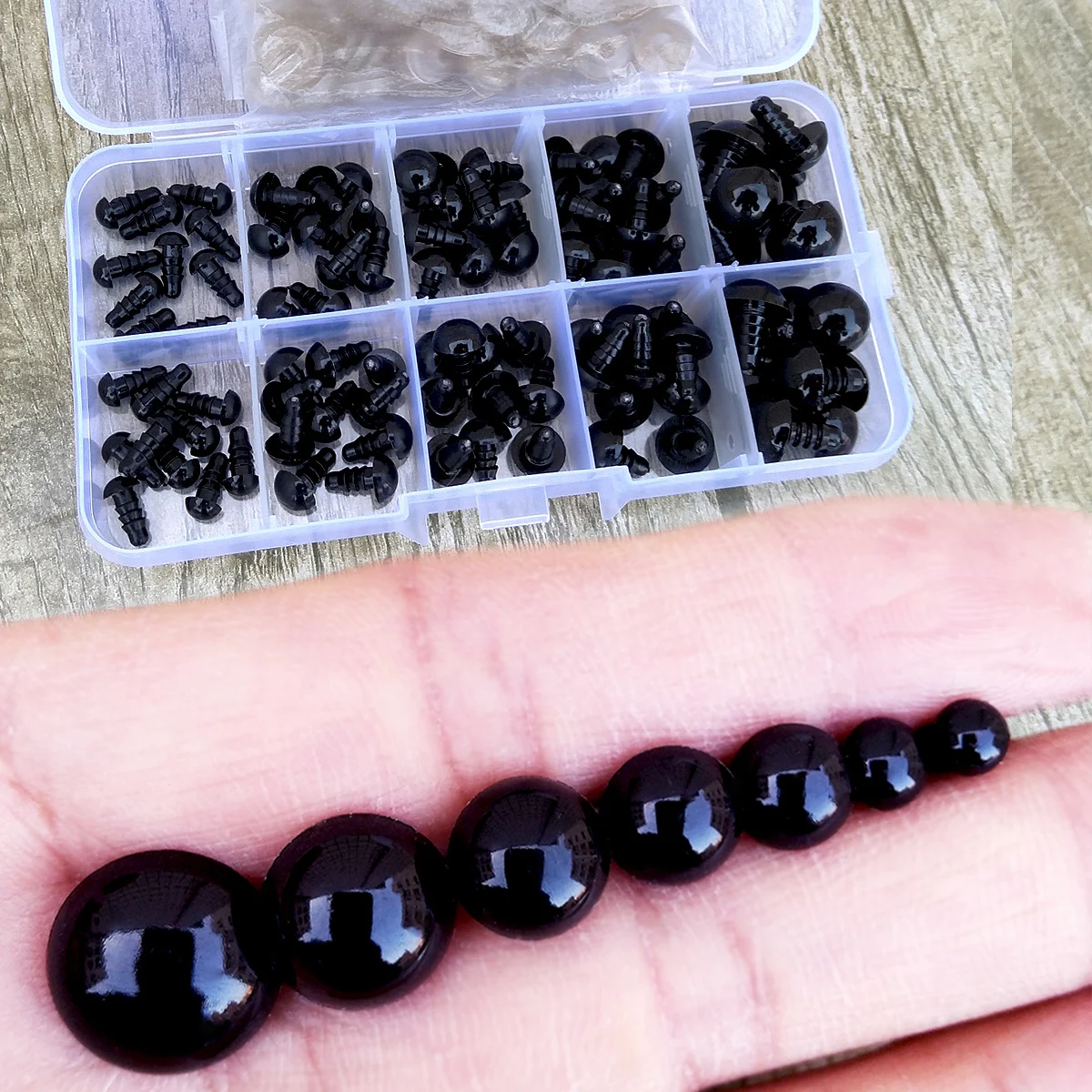 100pcs 장난감에 대 한 8/10/12/14mm 플라스틱 안전 눈 Diy 믹스 크기 인형 장난감에 대 한 크로 셰 뜨개질 동물 눈 amigurumi 액세서리