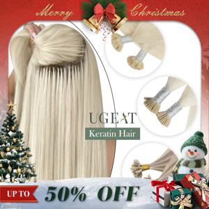 Ugeat 케라틴 헤어 익스텐션, 인모 쿠션 레미 헤어, 천연 스트레이트 U 팁, 플랫 팁, I 팁 헤어, 14-22 인치, 50 가닥/팩