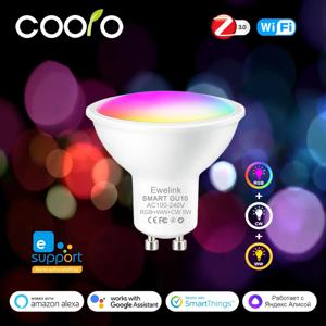 ZigBee GU10 WiFi 스마트 LED 전구 RGB W + C 5W 디밍 가능 램프 EWelink APP 제어 스포트라이트 전구는 Alexa Google Alice와 함께 작동합니다.