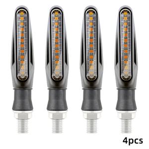 4Pcs 오토바이 플래시 흐르는 차례 신호등 고휘도 CSP 2835 SMD 오토바이 차례 신호 경고 램프 12V 유니버설