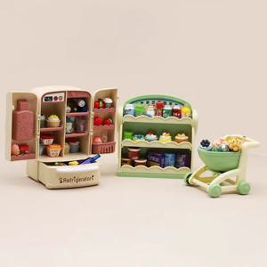1:12 소형 가구 장바구니 냉장고 주방 선반 미니 음료 디저트 음식 인형 집 주방 장난감 모델 선물