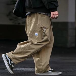 루즈 스트레이트 레그 캐주얼 바지 남성 가을 겨울 야외 방수 작업복 바지 시티보이 기능성 낙하산병 바지