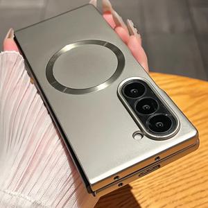 삼성 Z Fold 7 6 5 4 3 용 초박형 금속 페인트 도금 자기 설탕 장식 케이스 Magsafe 무선 충전 커버 용 슬림 매트