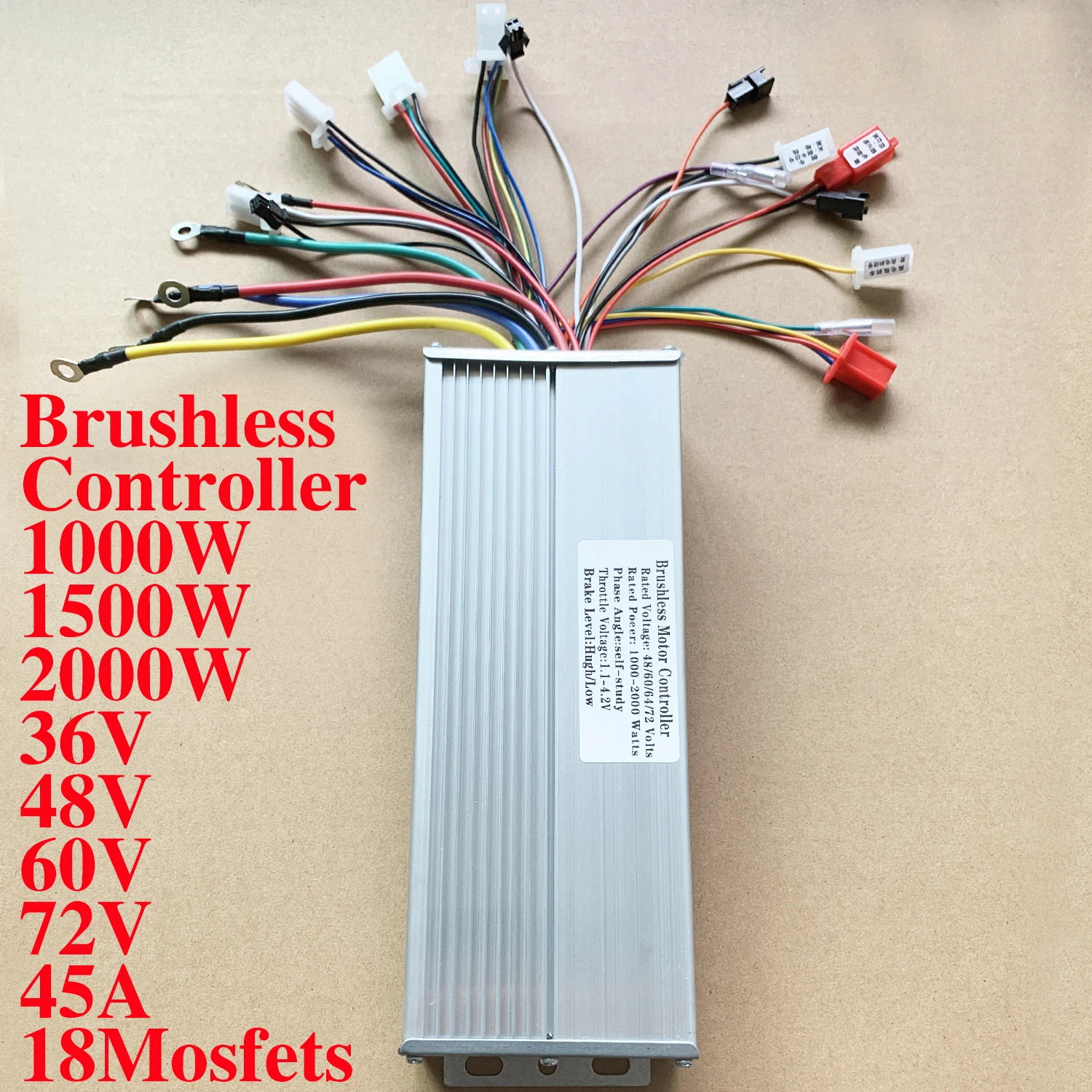 48V 60V 72V 2000W/2500W 전자 자전거 컨트롤러 45A /60A 18 MOSFET DC 컨트롤러 전기 스쿠터 자전거 속도 모터 용 듀얼 모드
