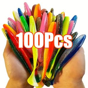 낚시 미끼 소프트 테일 미끼 세트 55/65/75mm Swimbaits 실리콘 Wobblers Pesca Bass 잉어 낚시 태클 무작위 색상 10/50/100Pcs