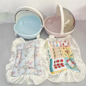 1 PCS 새로운 Labubu 아기 유모차 보관 상자 인형 장식 공간 모듈 수면 요람 카트 인형 침대 가구 액세서리