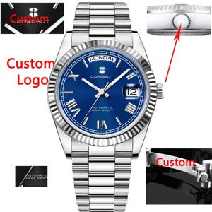 39mm 남성용 맞춤형 로고/이름 Corgeut NH36 자동 기계식 relogio masculino 사파이어 글래스 축광 방수 손목시계