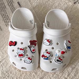 10개/세트 헬로키티 리본 DIY 샌들 참 장식 귀여운 만화 PVC 정원 신발 버클 액세서리 파티 선물