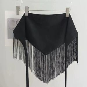 여성 빈티지 펑크 허리 벨트 Y2K 쿨 걸즈 카우걸 숏 태슬 와이드 벨트 바디 체인 드레스 스커트 클럽 무대 댄스 장식용