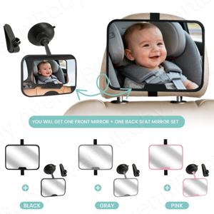 2PC 베이비 카 미러 세트 클립온 전방향 거울 및 360도 회전 거울 포함 °   회전 가능한 파손 방지 자동차 좌석 거울 후방 시야용