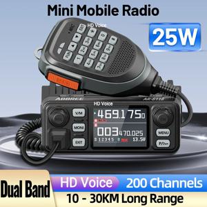 ABBREE AR-8118 25W 듀얼 밴드 미니 모바일 라디오 HD 음성 200채널 장거리 VHF UHF 방해 방지 듀얼 PTT HD 음성 차량용 라디오