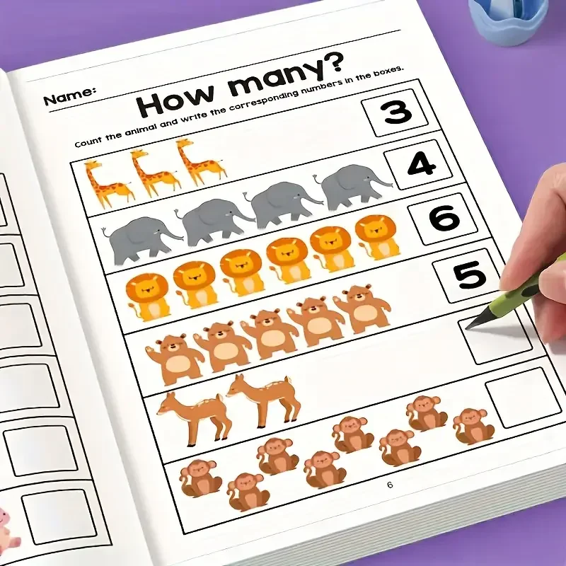 64페이지 수학 워크북: 유치원 숫자 연습 책, 따라쓰기, 쓰기 활동-인터랙티브 조기 학습 워크북