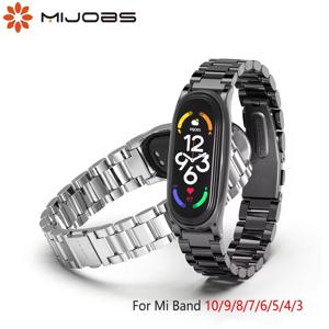 Mi Band 10 9 8 7 6 5 4 용 금속 스트랩 Xiao mi Mi Band 9 용 스테인레스 팔찌 Mi Band 8 Mi Band 7 손목 밴드 액세서리