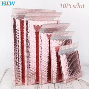 10 개/몫 로즈 골드 금속 버블 메일러 호일 패딩 가방 Aluminized 우편 가방 선물 포장 패딩 배송 봉투