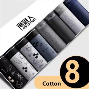 남성 속옷 복서 반바지 남성 팬티 부드러운 중간 100% 코튼 남성 속옷 남자 섹시한 복서 바지 Shortsplus 크기 8pcs