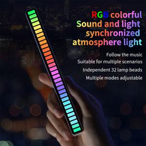 RGB LED 라이트 바 음악 사운드 제어 픽업 라이트, 리듬 앰비언트 램프, 자동차 TV 게임 컴퓨터 데스크탑용 분위기 야간 조명