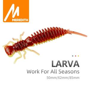 MEREDITH 애벌레 소프트 미끼 인공 미끼 50mm/10pcs 낚시 웜 실리콘베이스 파이크 미노우 Swimbait 지그 플라스틱 미끼
