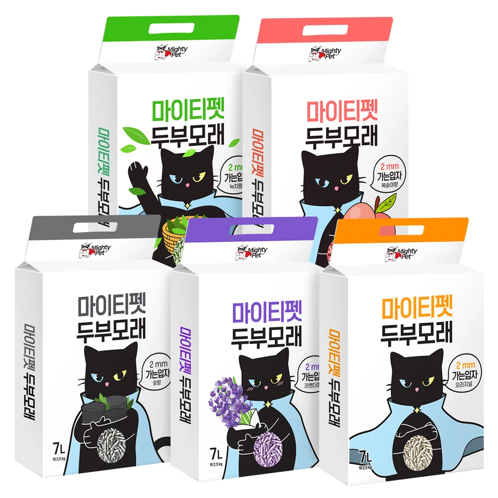 [재입고] 마이티펫 대용량 두부모래 가는입자/초극세입자 먼지없는 고양이모래 7L x 5팩 12.5kg  모음 압축포장