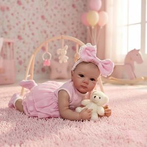 조요라 전신 비닐 소녀 리본스 인형, 눈에 보이는 혈관 리본스 인형, 핑크 드레스 나비 크리스마스 선물 가족 휴일
