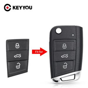 KEYYOU 3 버튼 고무 원격 자동차 키 패드 폭스 바겐 폭스 바겐 골프 7 4 5 Mk4 6 Skoda Octavia 좌석 Leon Ibiza Altea Key Fob